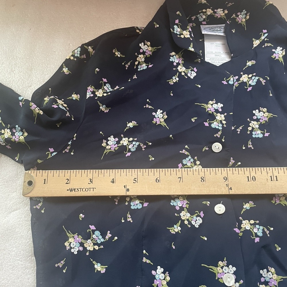 Laura Ashley Shirt Women S Black Floral Long Sleeve Whimsigoth Button Up Blouse - Picture 6 of 13